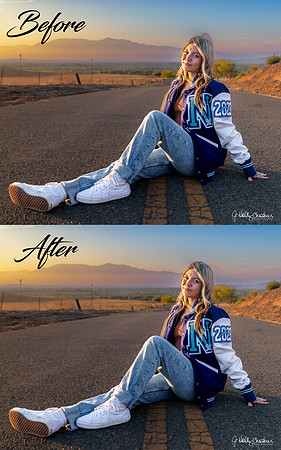 Editing - Removed hair blown up by the wind.